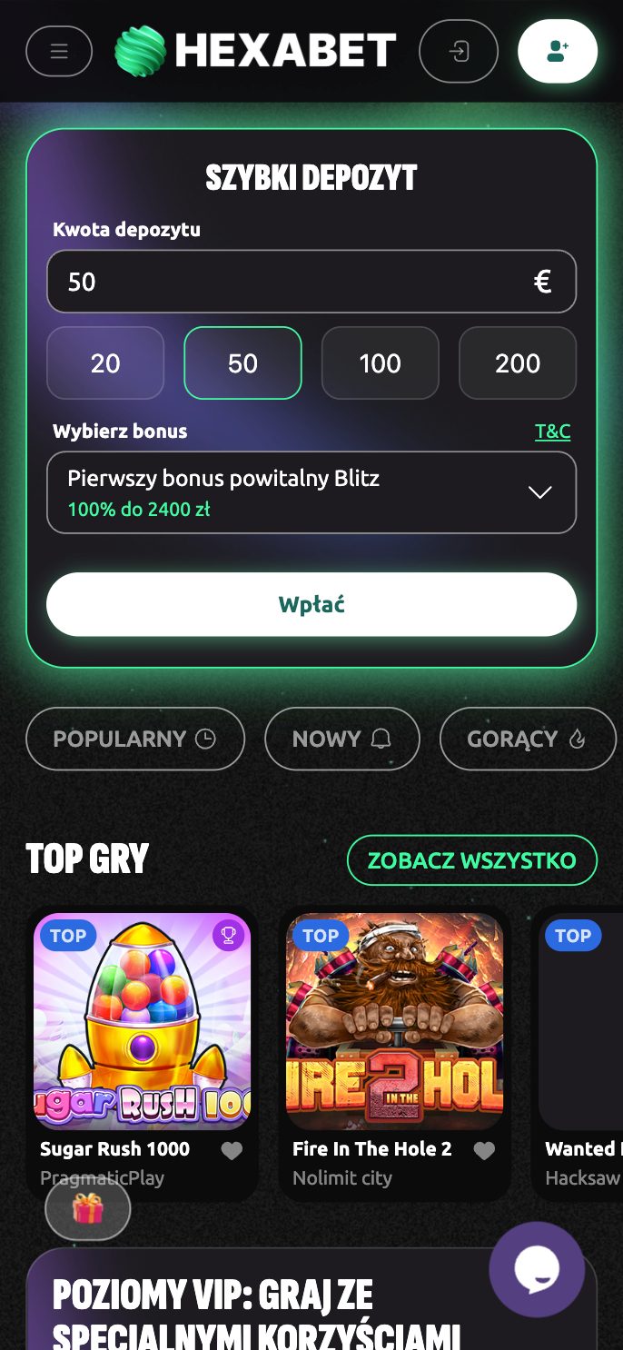 Hexabet Casino Screenshot