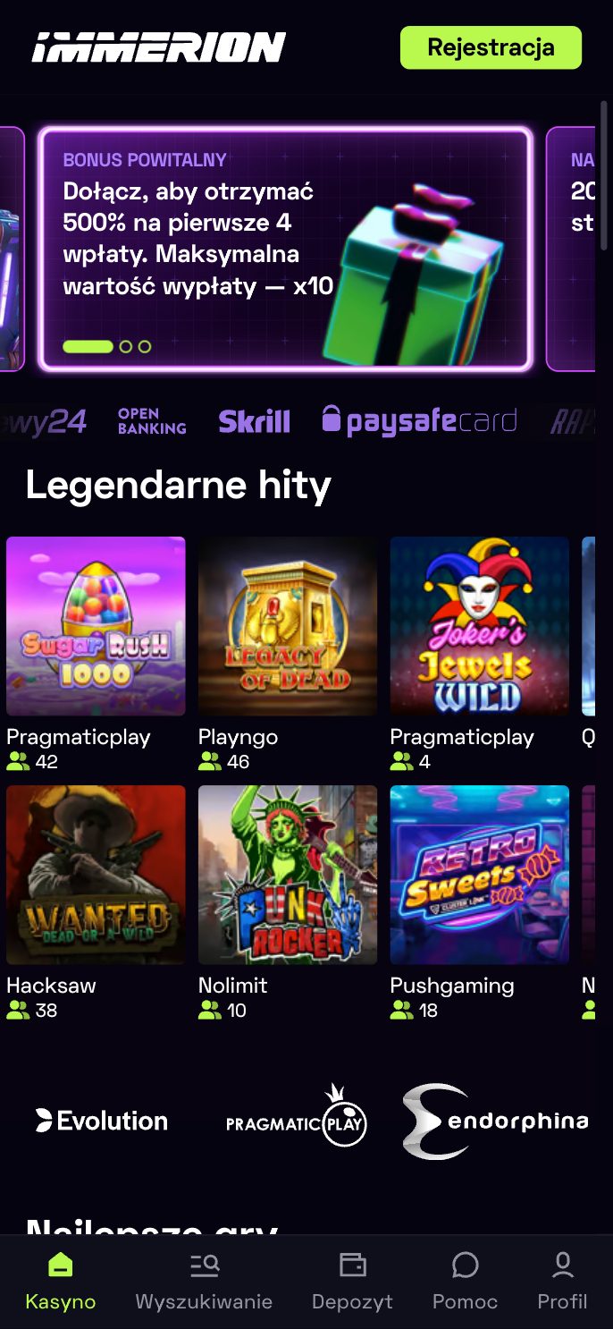 Immerion Casino Screenshot