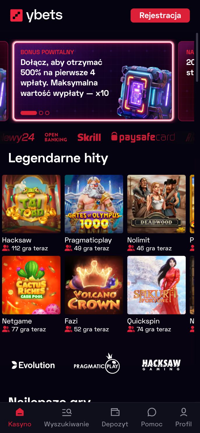 Ybets Casino Screenshot