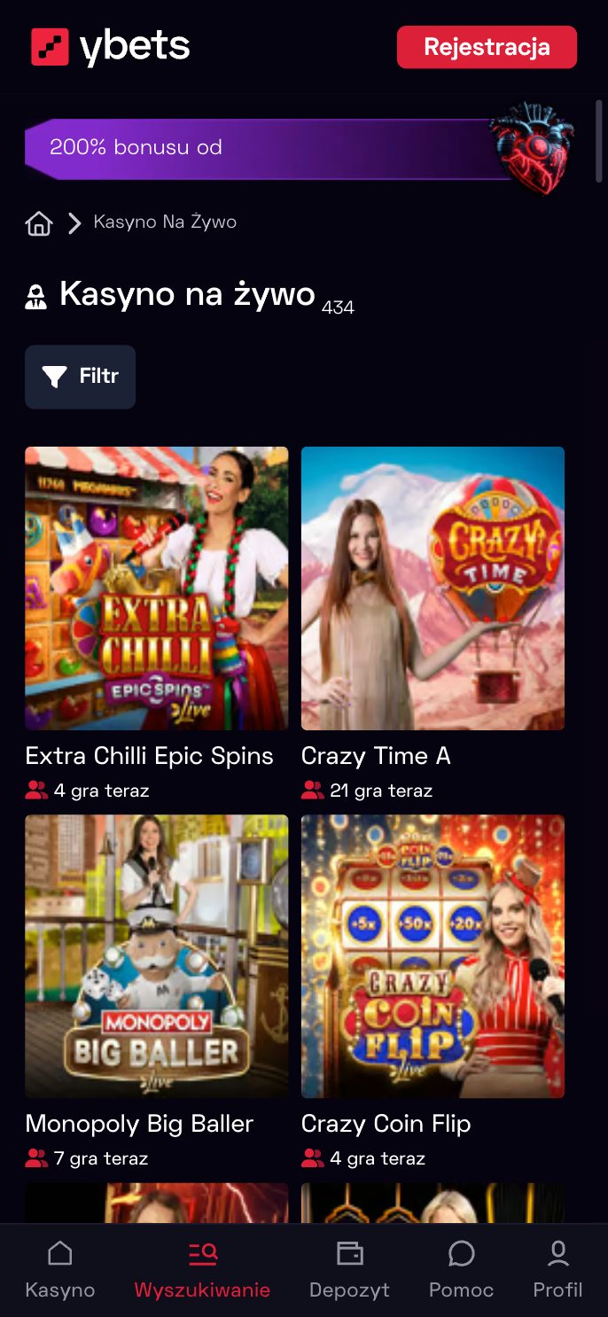 Ybets Casino Screenshot