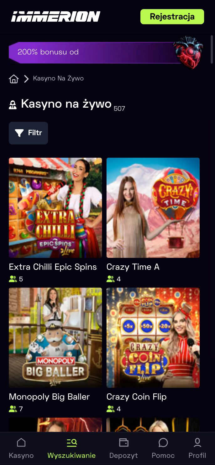 Immerion Casino Screenshot