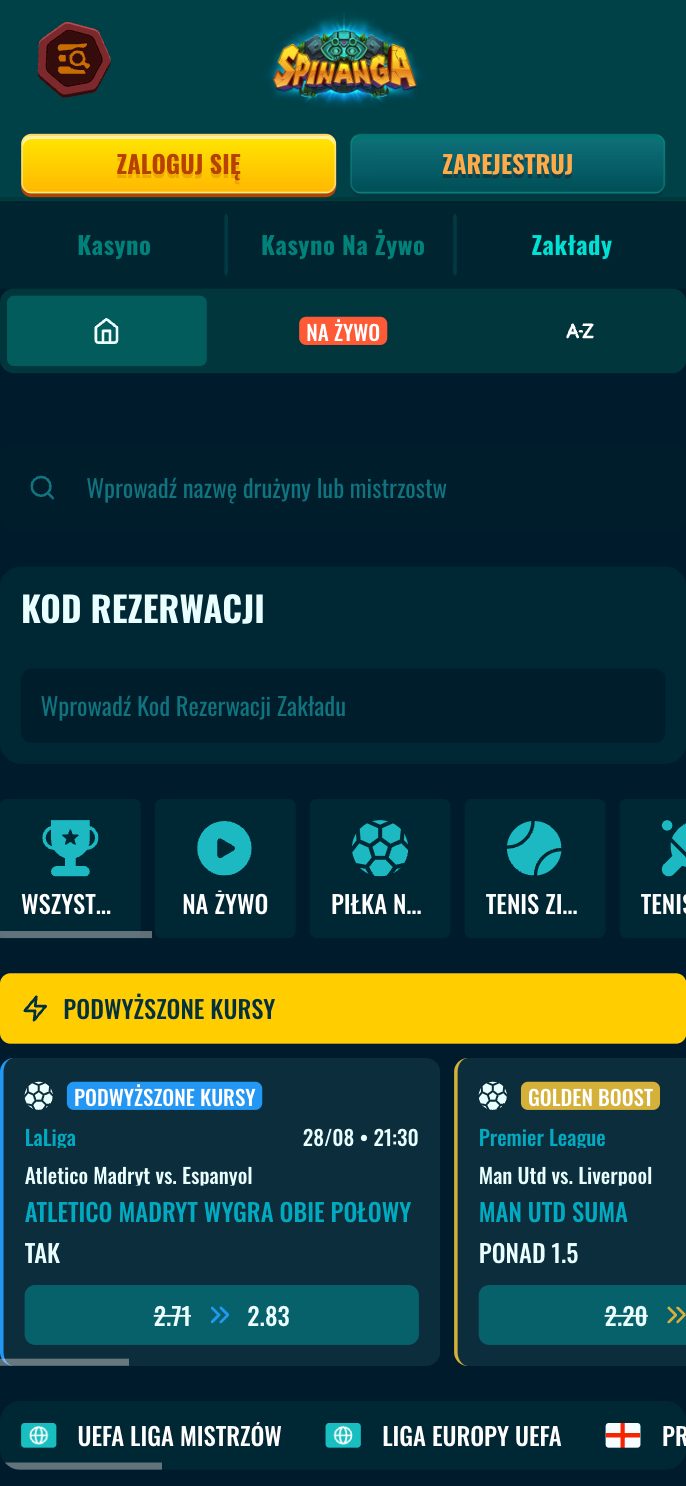 Spinanga Casino Screenshot