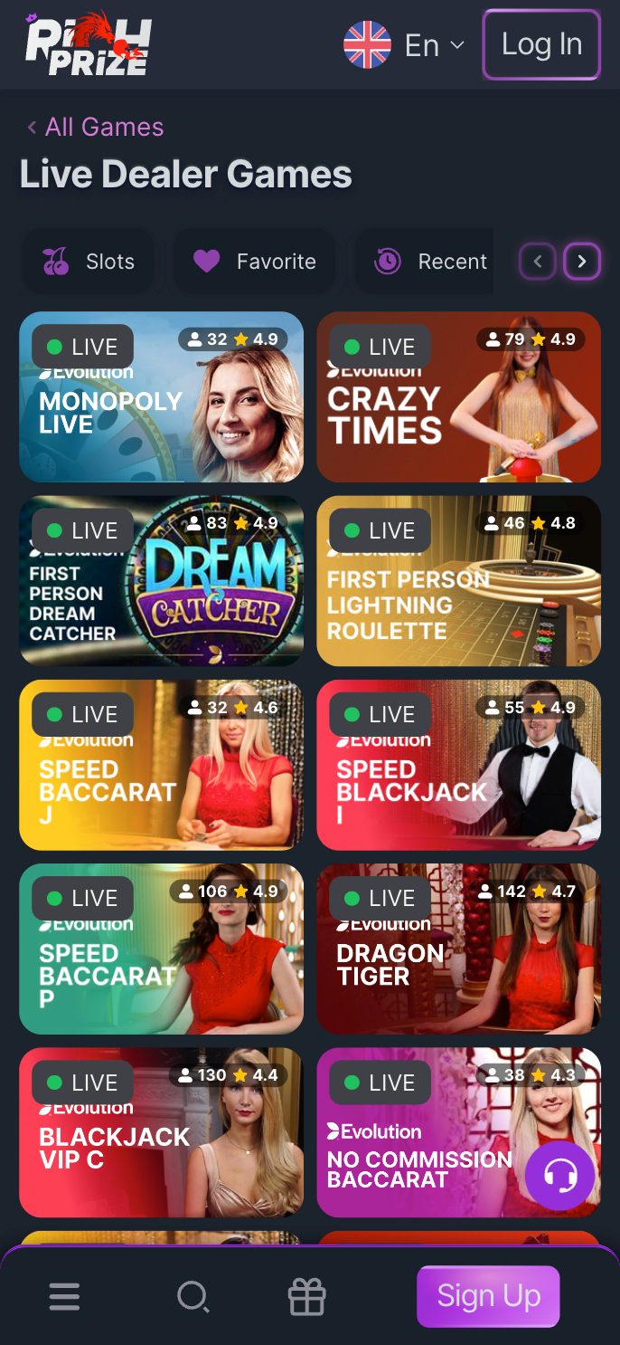 RichPrize Casino Screenshot