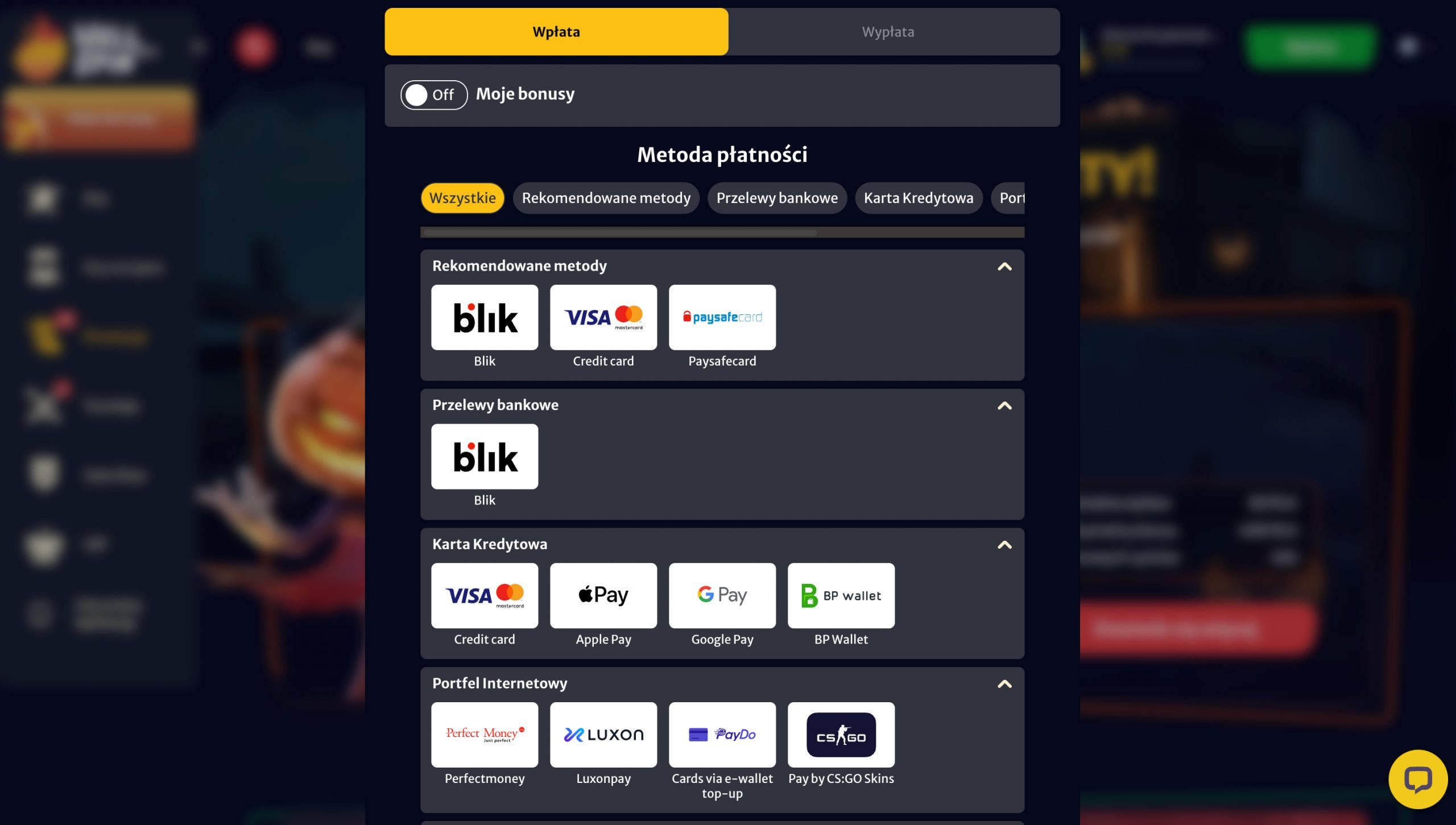 Hellspin Casino Metody depozytu