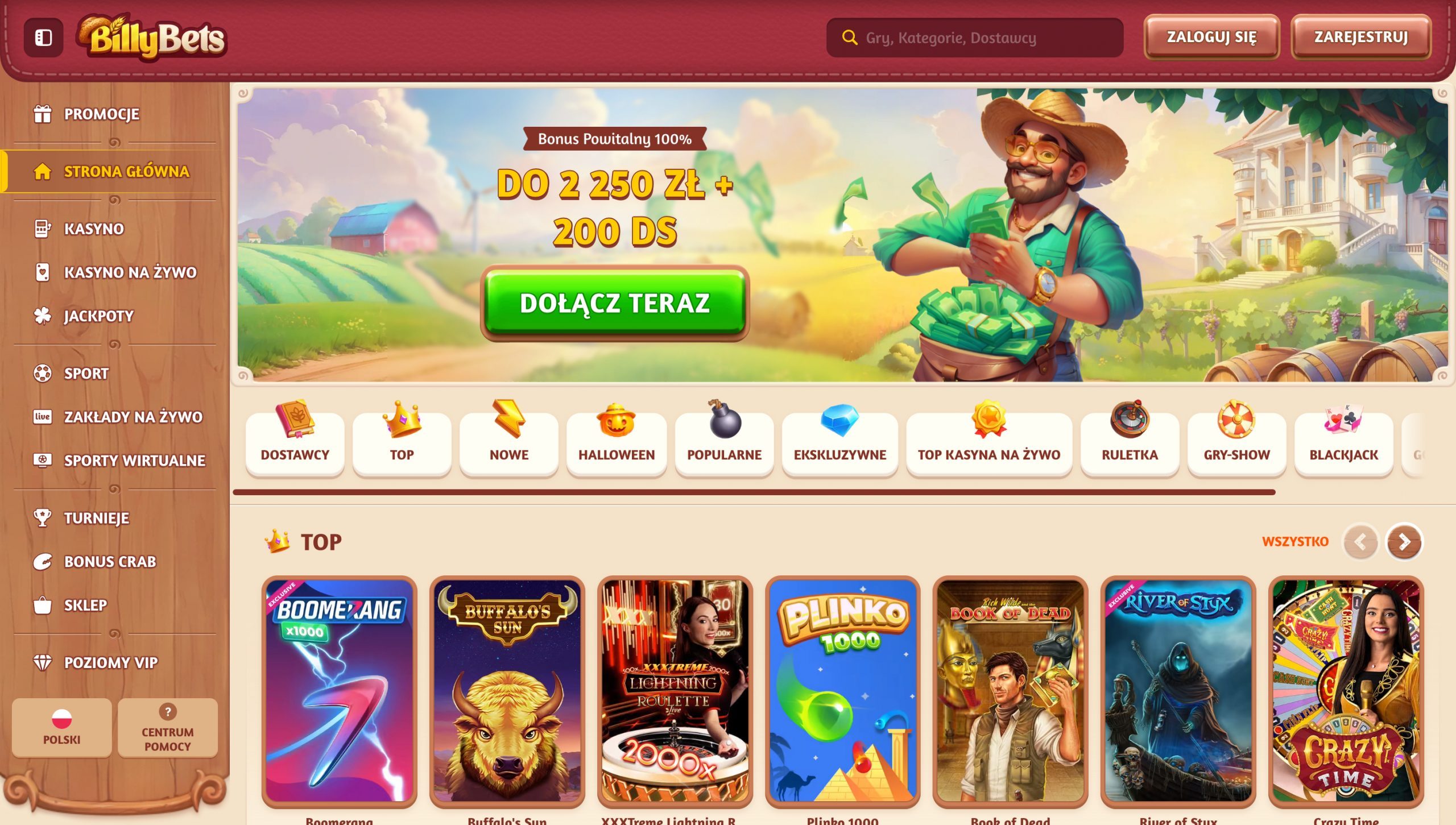 BillyBets Casino Screenshot