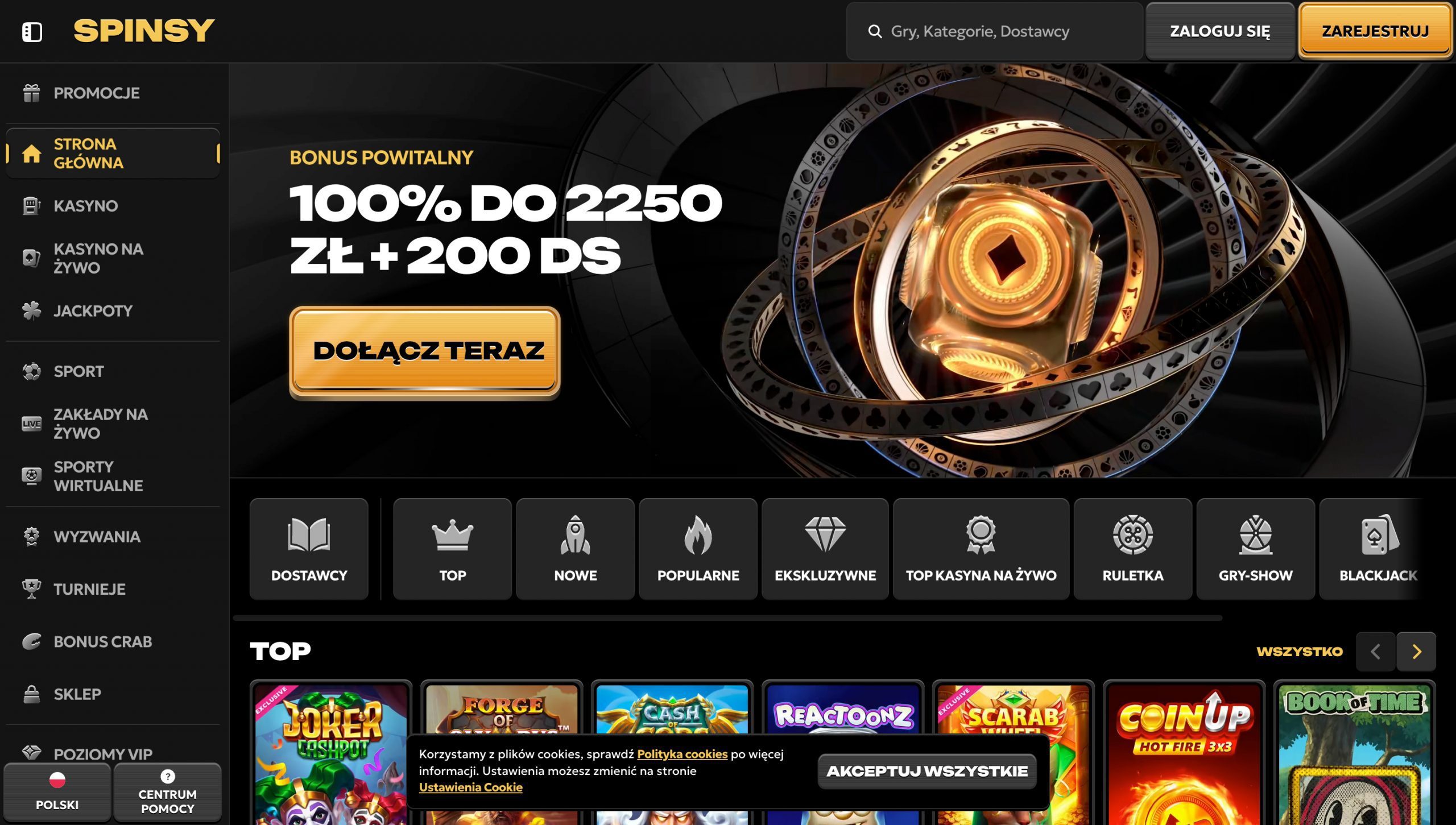 Spinsy Casino Screenshot