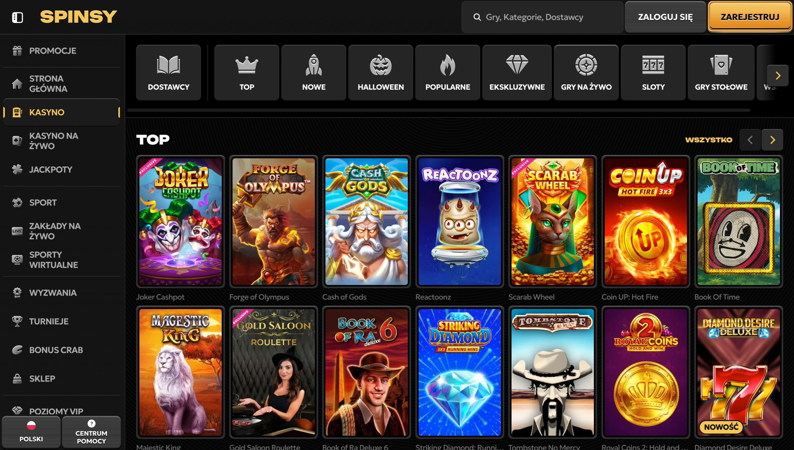 Spinsy Casino Screenshot