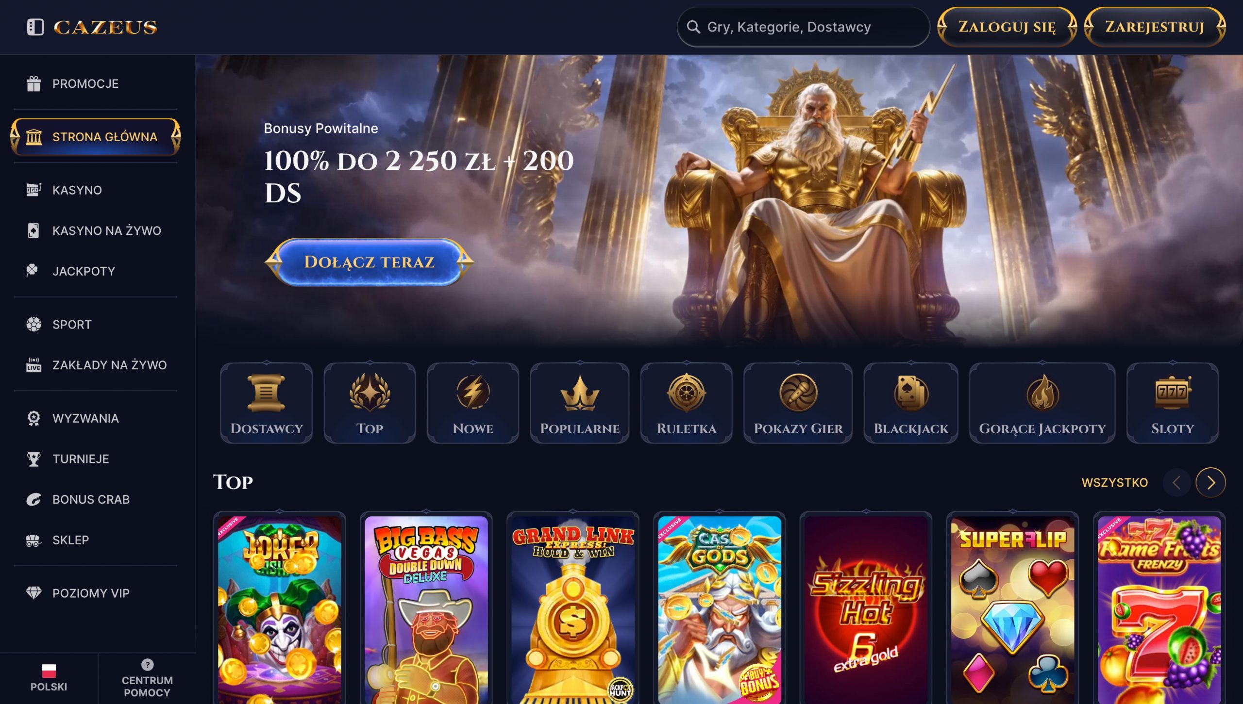Cazeus Casino Screenshot