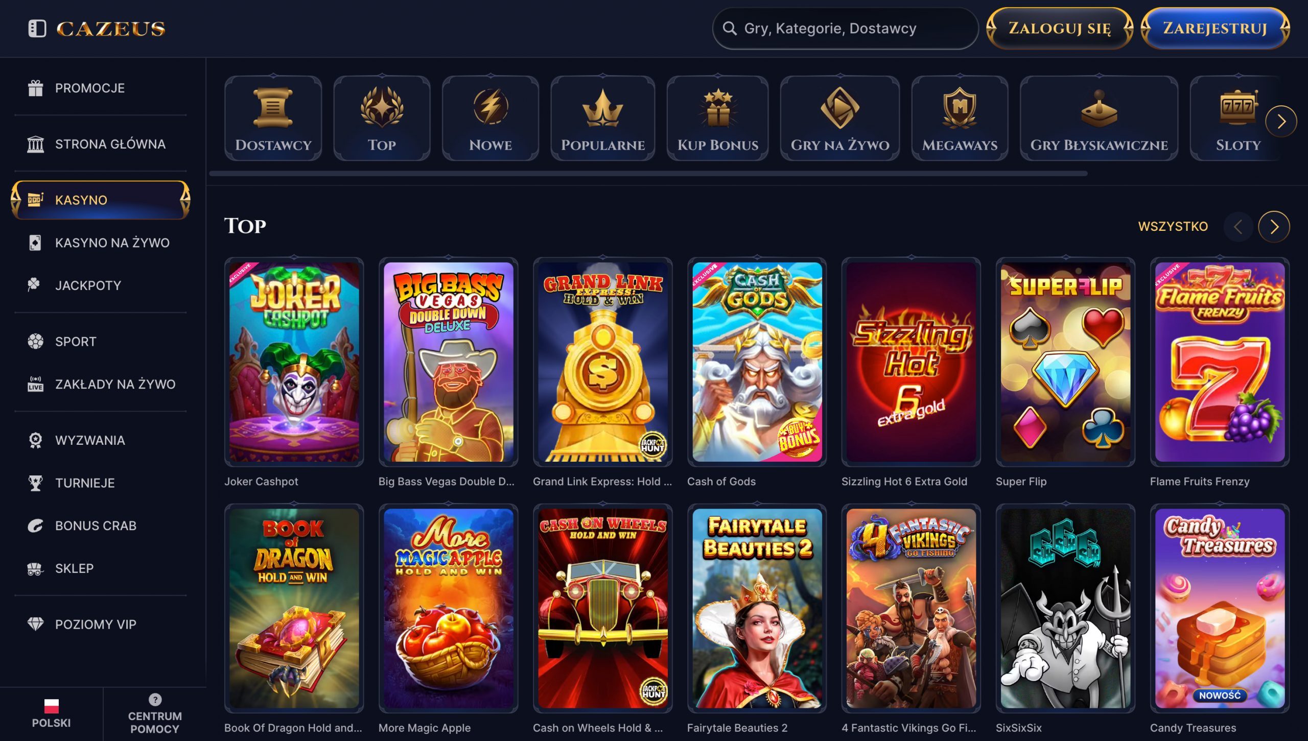 Cazeus Casino Screenshot