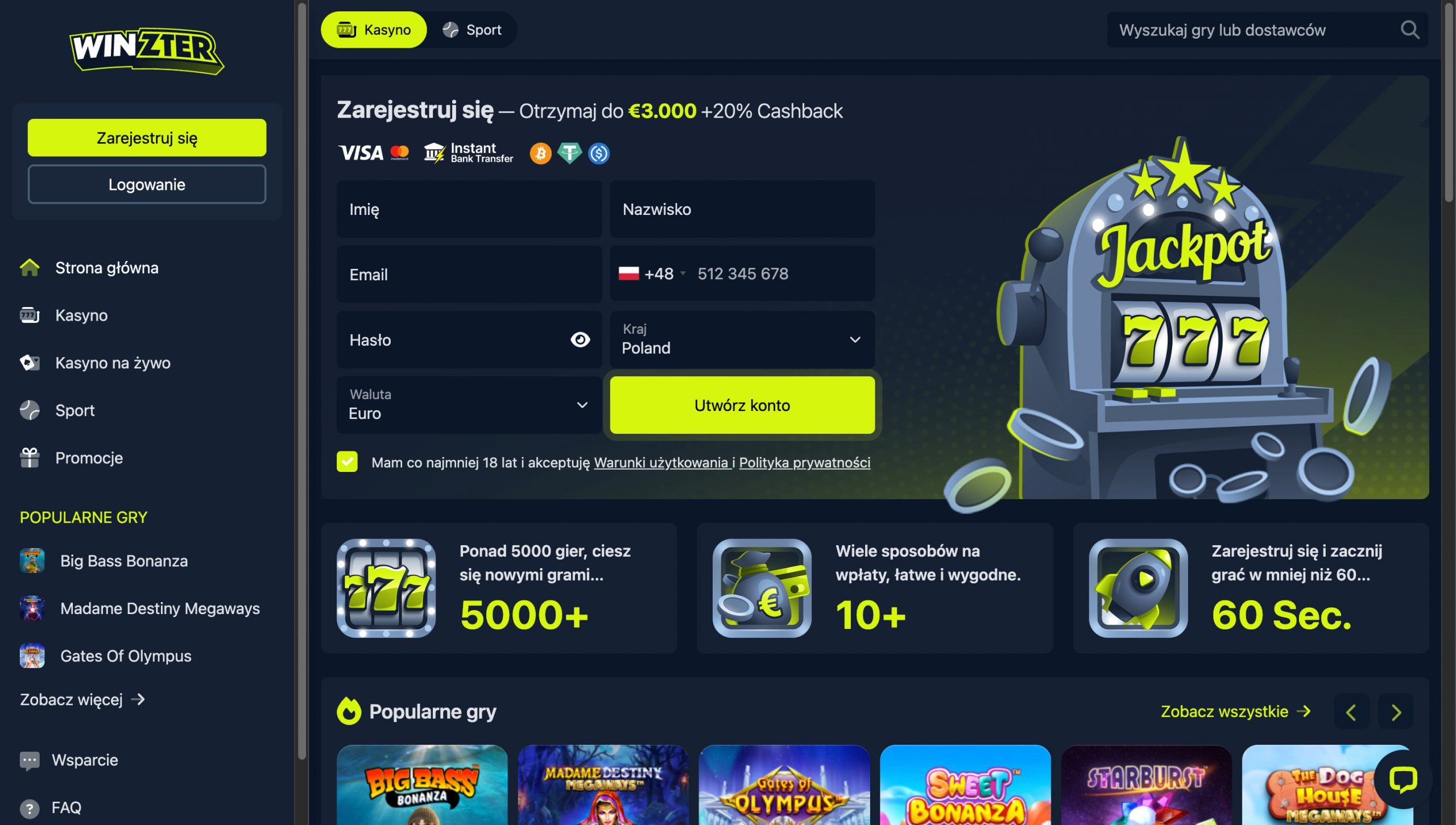 Winzter Casino Screenshot