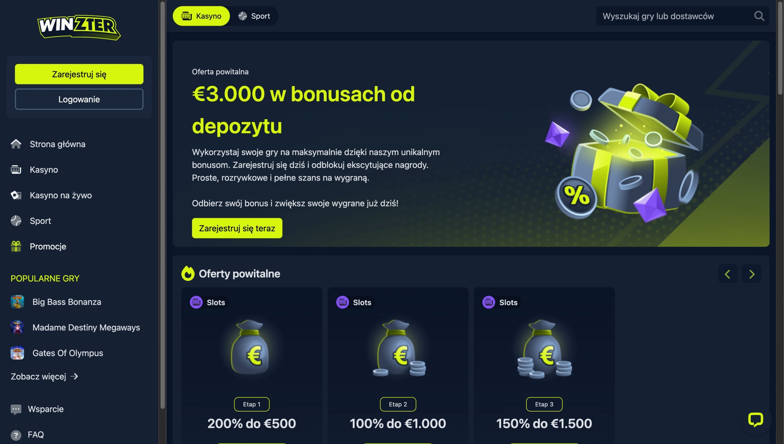 Winzter Casino Screenshot