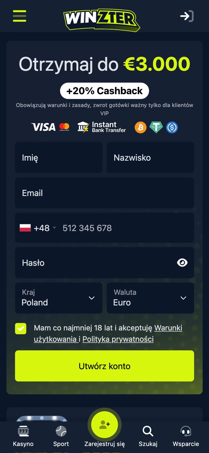 Winzter Casino Screenshot