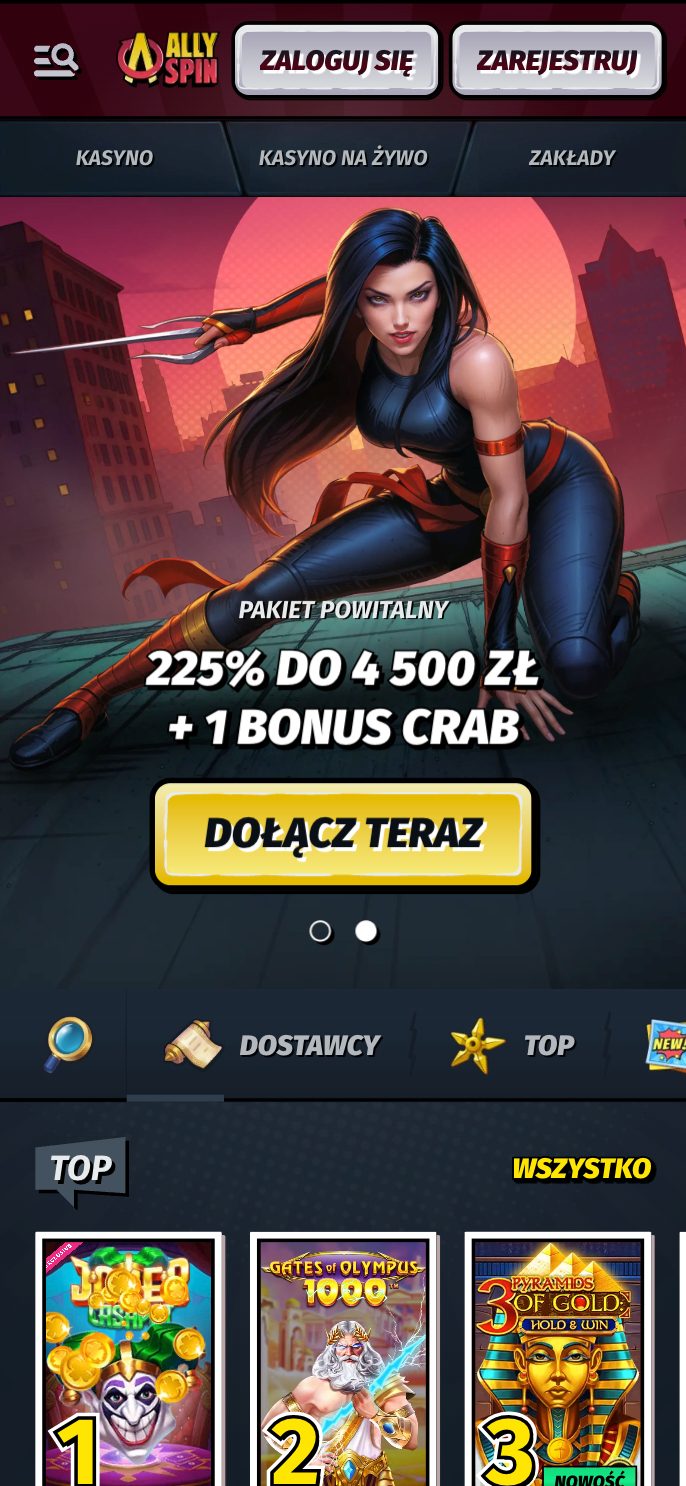 AllySpin Casino Screenshot