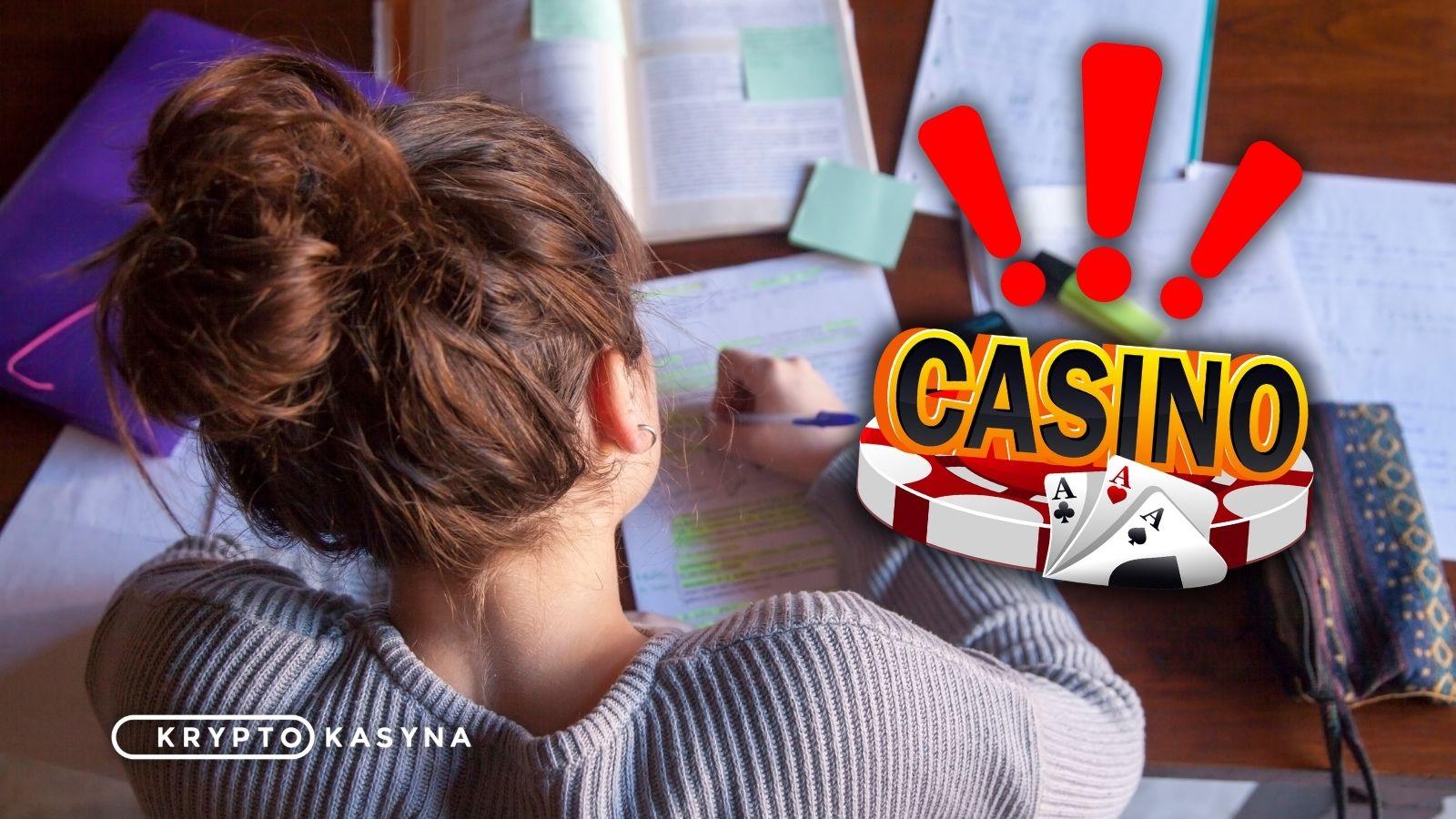 Reklama kasyna na stronie z zadaniami domowymi